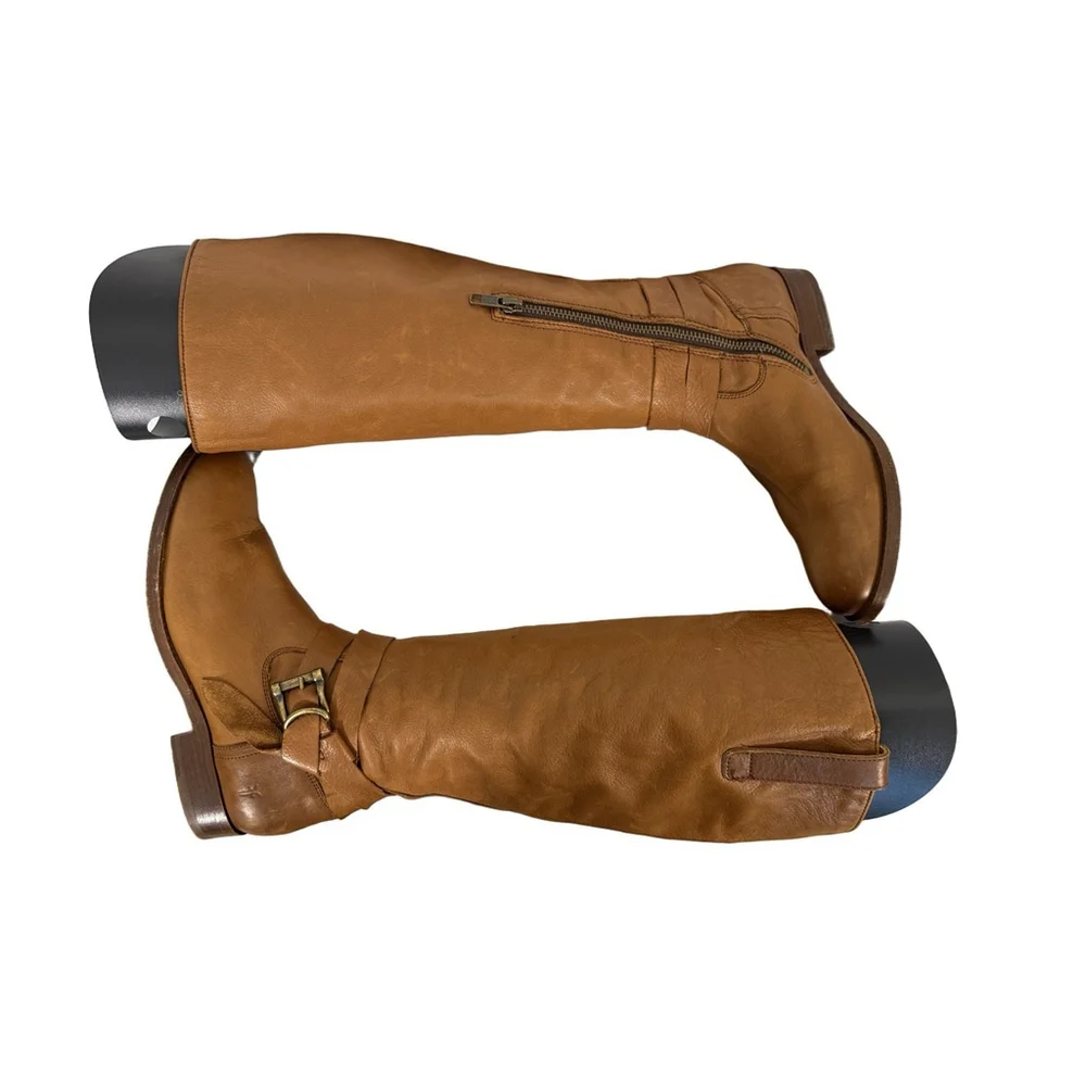 Frye Melissa Knotted Tall Riding Boots Sz 6.5B Leather Camel Brown Retail $400